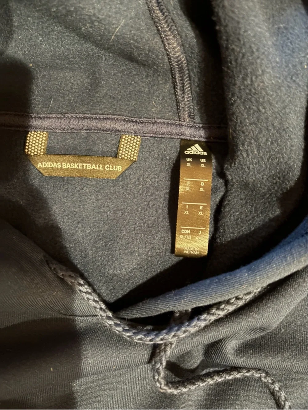 adidas Navy Hoodie with White Three-Stripe Logo